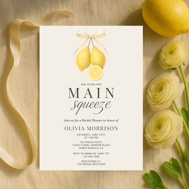 Main Squeeze Coquette Bow Bridal Shower Inbjudningar (Skapare uppladdad)