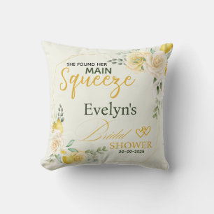Main Squeeze Elegant Citron Blommig Bröllopsdusch Kudde