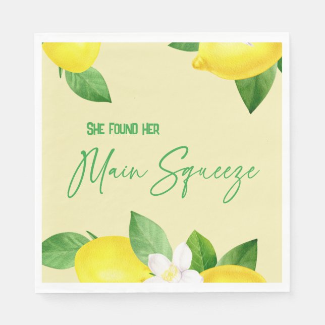 Main Squeeze Elegant Lemon Gul Citrus Dusch Pappersservett (Framsidan)