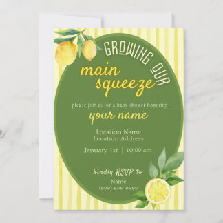 Main Squeeze Lemon Baby Shower Invite Inbjudningar