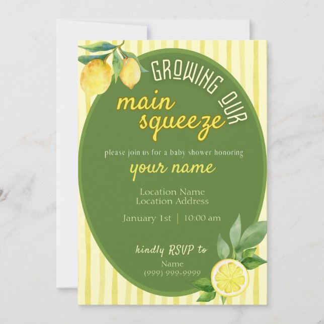 Main Squeeze Lemon Baby Shower Invite Inbjudningar (Framsida)