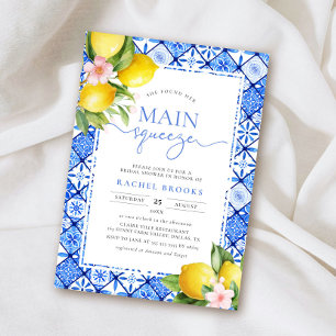 Main Squeeze Lemon Italy Blue Tile Möhippa Inbjudningar