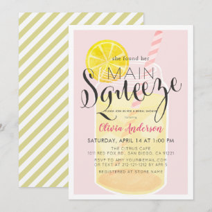 Main Squeeze Lemonade Mason Burk Rosa Möhippa Inbjudningar