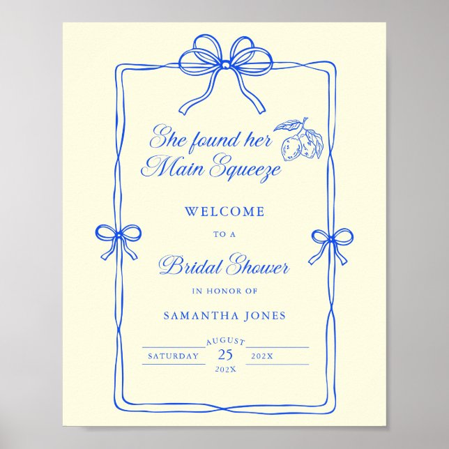 Main Squeeze Lemons Bridal Shower Welcome Sign Poster (Framsidan)