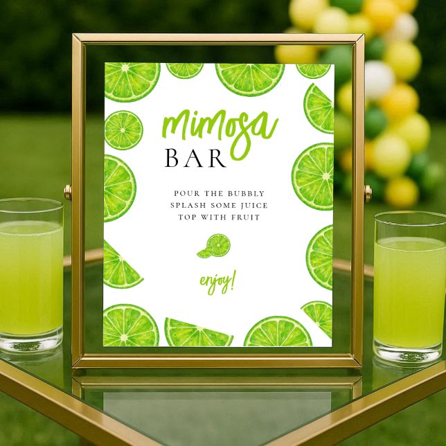 Main Squeeze Lime Bridal Shower Mimosa Bar Sign Poster (Skapare uppladdad)
