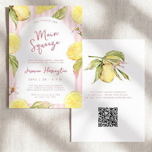 Main Squeeze QR-kod Citron Bröllopsdusch Inbjudningar