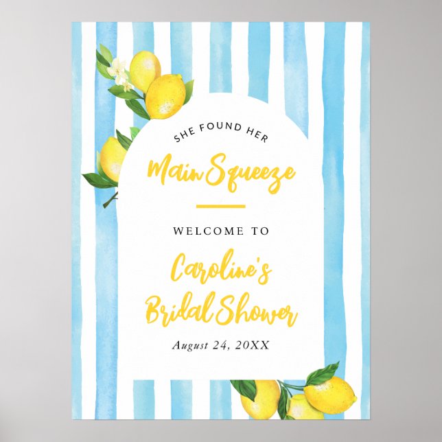 Main Squeeze Sommar Citron Bröllopsfest Välkomstsk Poster (Framsidan)