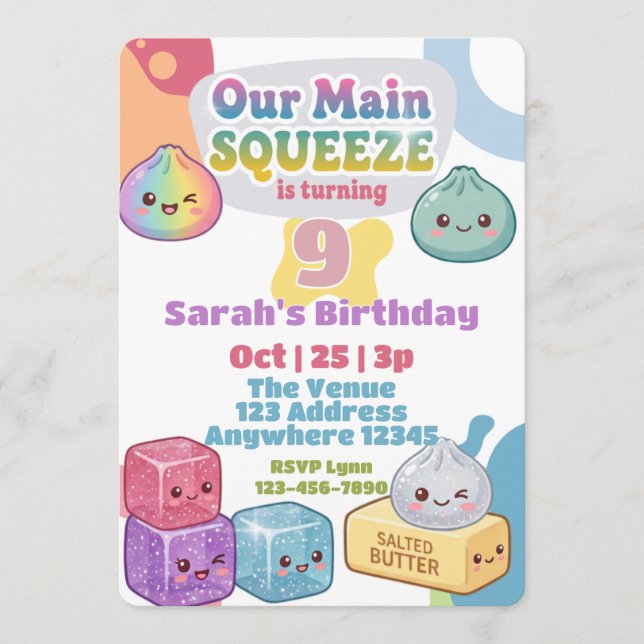 Main Squeeze Squishy Födelsedag Inbjudningar (Framsida)