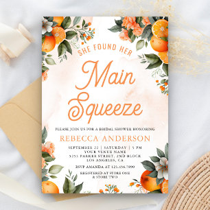 Main Squeeze Tangerine Orange Citrus Bröllopsdusch Inbjudningar