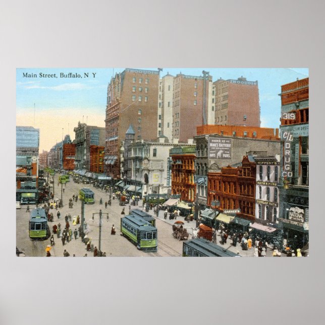 Main St., Buffalo 1913 Vintage Poster (Framsidan)