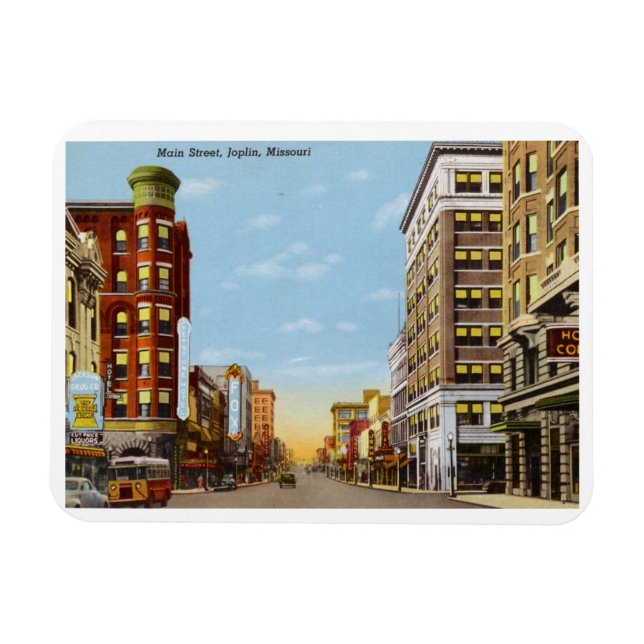 Main St., Joplin, Missouri Vintage Magnet (Horisontell)