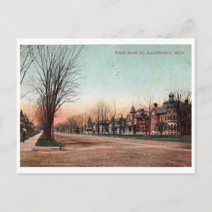 Main St., Kalamazoo, Michigan 1908 Gammal vykort