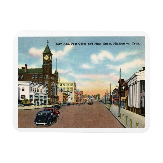 Main St., Middletown, Connecticut Vintage Magnet (Horisontell)