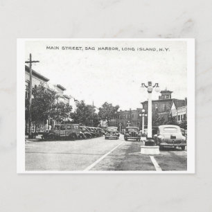 Main St., Sag Harbour, Long Island, NY Vintage Vykort