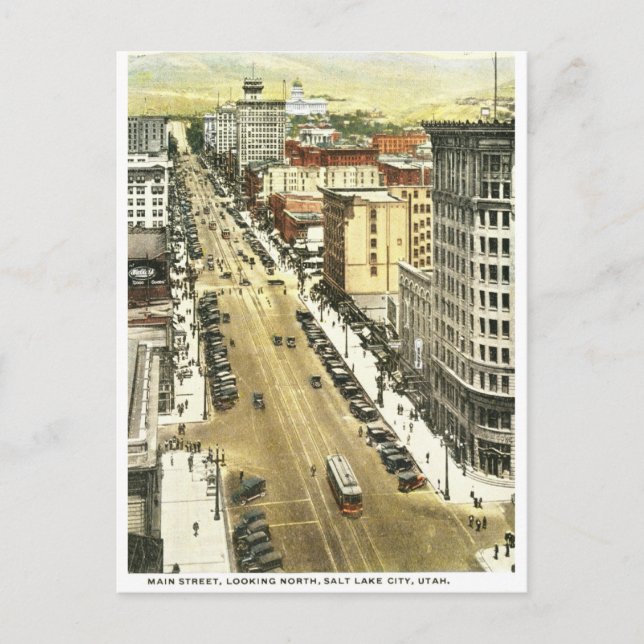 Main St., Salt Lake City Vintage Vykort (Framsida)