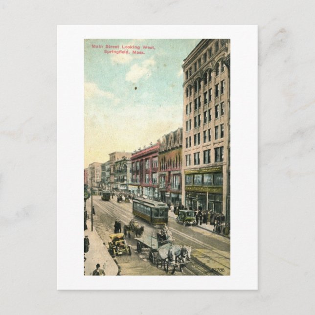 Main St, Springfield, massa. 1910-Vintage Vykort (Framsida)