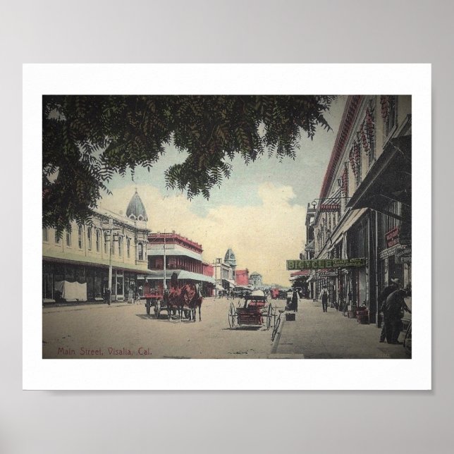 Main St., Visalia, California Vintage Poster (Framsidan)