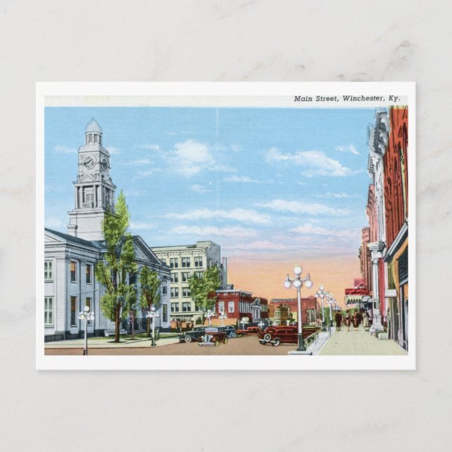 Main St., Winchester, Kentucky Vintage Vykort (Framsida)