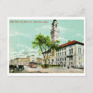 Main St., Worcester, MORSA Vintage Vykort