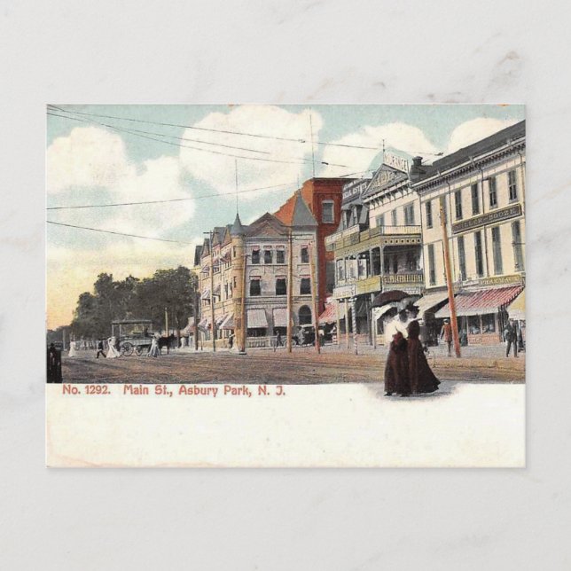 Main Street, Asbury Park, NJ Vintage Vykort (Framsida)