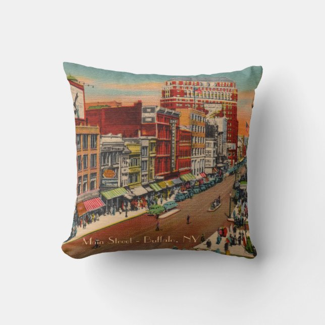Main Street Buffalo, NY Pillow Kudde (Framsida)