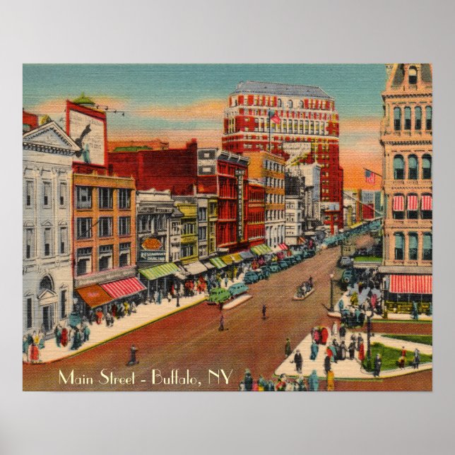Main Street - Buffalo, NY Vintage affisch (Framsidan)