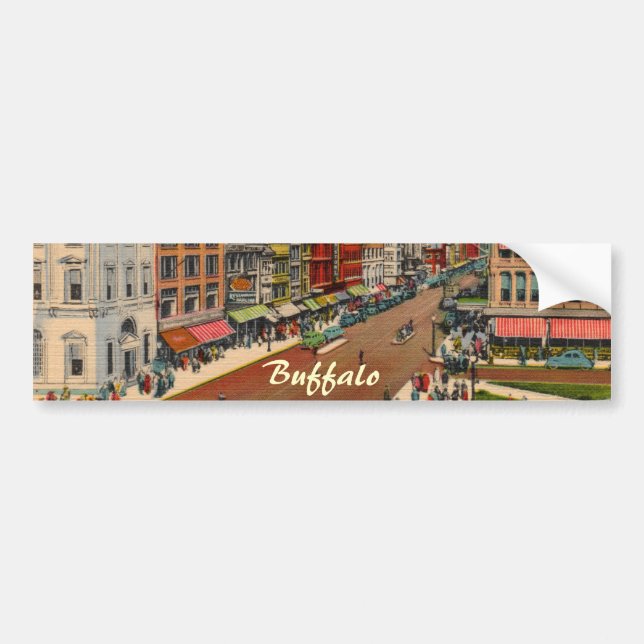 Main Street - Buffalo, NY Vintage Bumper Sticker Bildekal (Framsidan)