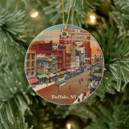 Main Street - Buffalo, NY Vintage Julgransprydnad Keramik
