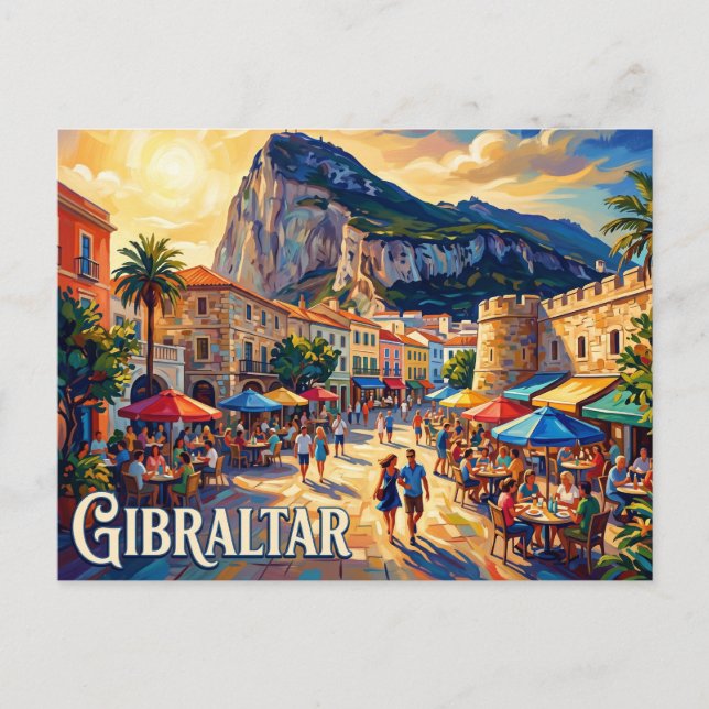 Main Street & Casemates Square, Gibraltar Vykort (Framsida)