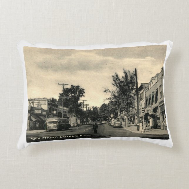 Main Street, Chatham, New jersey Vintage Prydnadskudde (Framsidan)