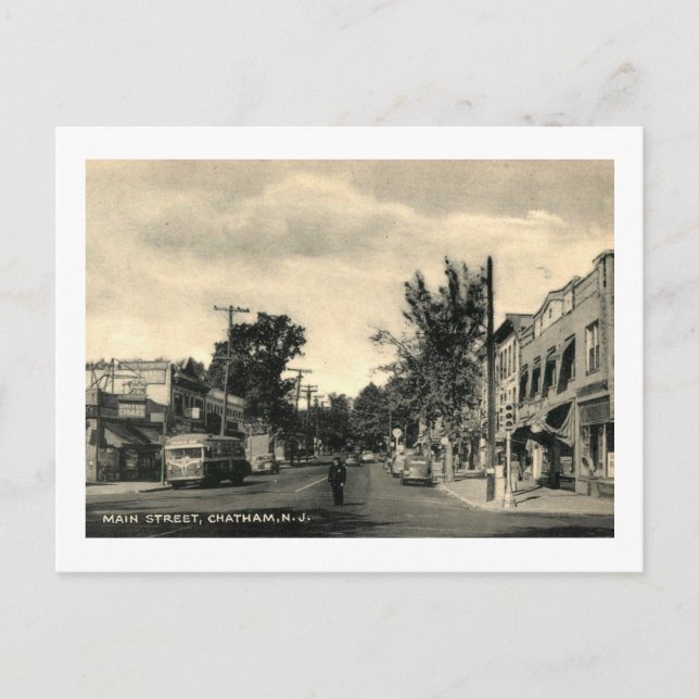 Main Street, Chatham, New jersey Vintage Vykort (Framsida)