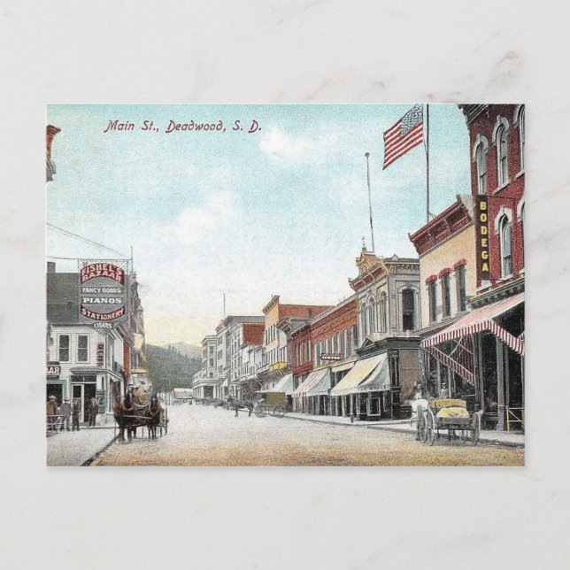 Main Street, Deadwood, South Dakota, Vintage Vykort (Framsida)
