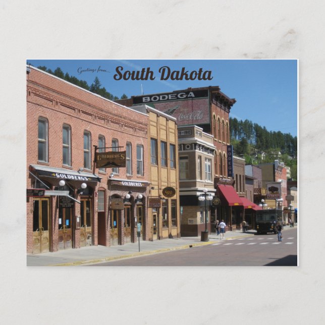 Main Street Deadwood South Dakota Vykort (Framsida)