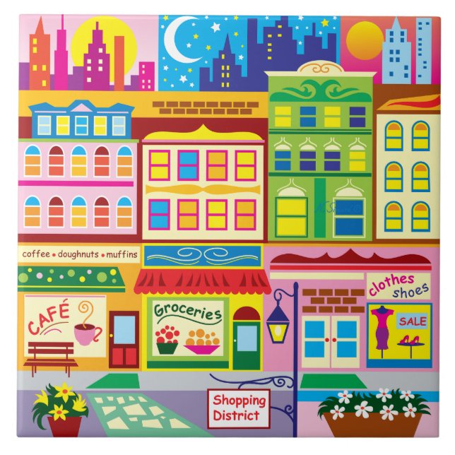 Main Street-färger Kakelplatta (Framsidan)