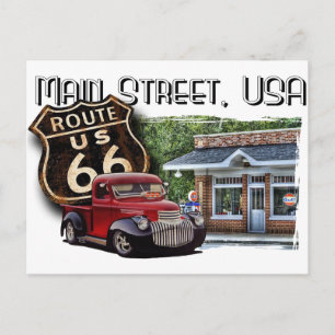 Main Street Hot rod Vykort