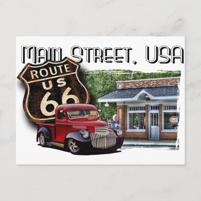 Main Street Hot rod Vykort (Framsida)