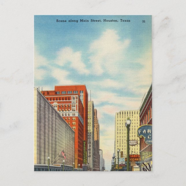 Main Street, Houston, Texas Vykort (Framsida)
