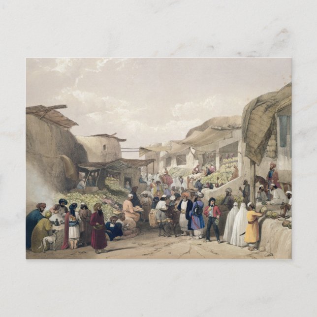 Main Street in the Bazaar at Caubul, in the Fr Vykort (Framsida)