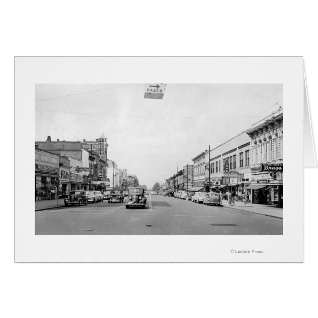 Main Street in Walla Walla, WA Photograph Hälsningskort (Framsidan Horizontal)