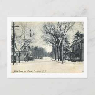 Main Street in Winter, Chatham, NJ 1907 Vintage Vykort