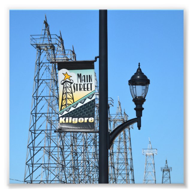 Main Street, Kilgore, Texas, Oil Derricks Fototryck (Framsidan)