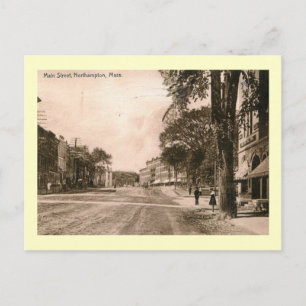 Main Street, Northampton, Massachusetts Vintage Vykort