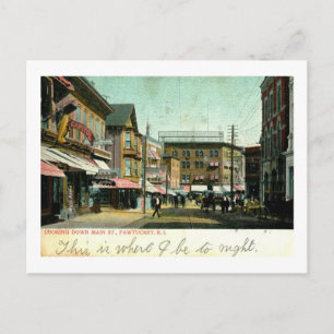 Main Street, Pawtucket, Rhode island Vintage Vykort