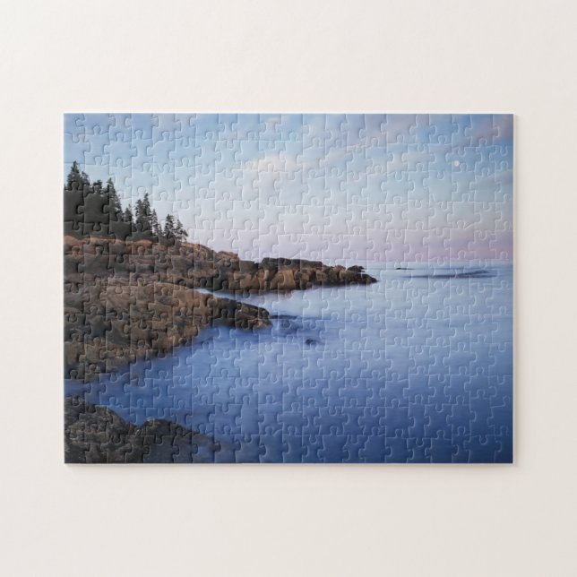 Maine, Acadia National Park, månnedgång Pussel (Horisontell)