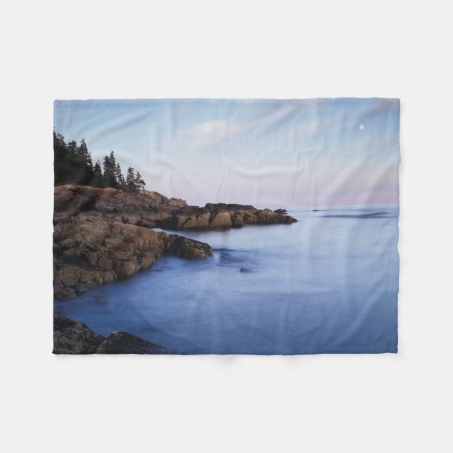 Maine, Acadia Nationalpark, månnedgång Fleecefilt (Framsidan (Horisontell))