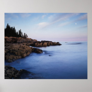 Maine, Acadia Nationalpark, månnedgång Poster