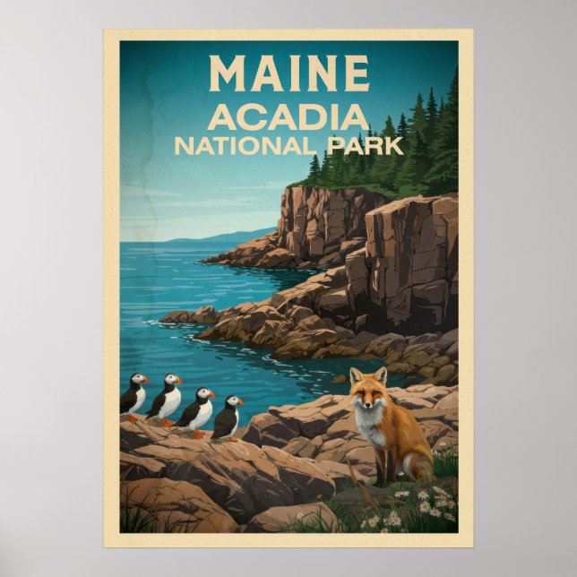 Maine Acadia nationalpark V02 Poster (Framsidan)