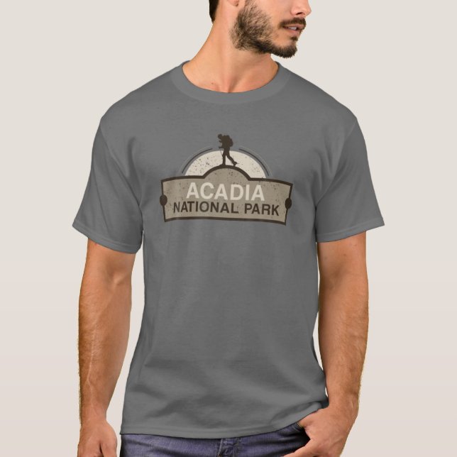 Maine Acadia US National Park Hiking Backpacks C T Shirt (Framsida)