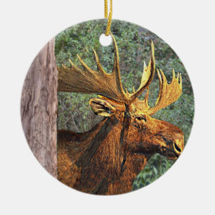 Maine älg julgransprydnad keramik