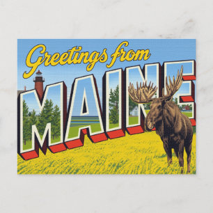 Maine Älg och fyr Vykort